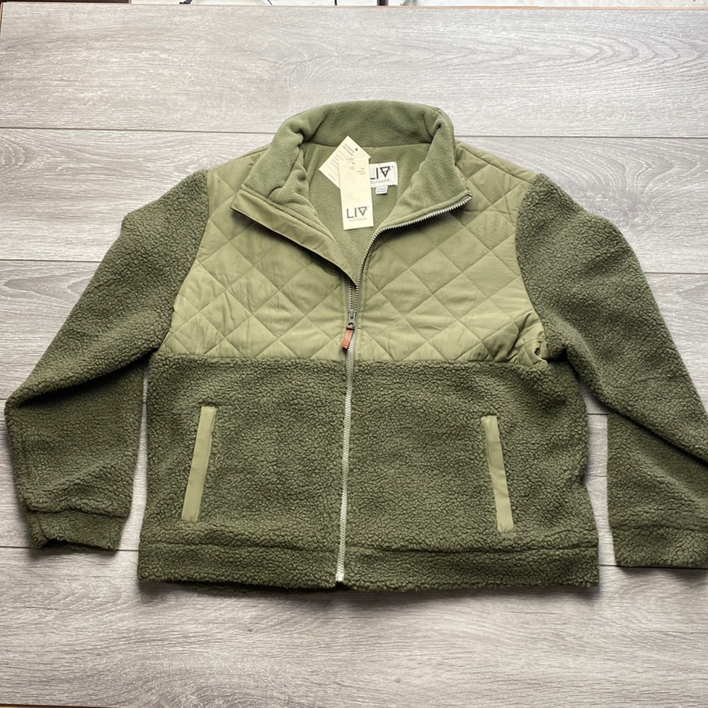 Livoutdoor,Dahlia Sherpa full zip burnt olive jacket New With Tags
